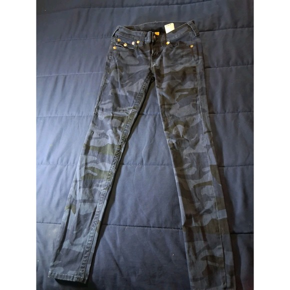 True Religion Jeans Women's‎ 26 Black Purple Camo Super Skinny Casual - Picture 1 of 6